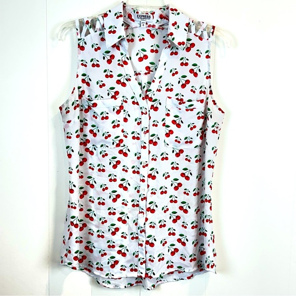 Express Tops - Express Portofino Shirt Original Fit Cherry Print Top Size M